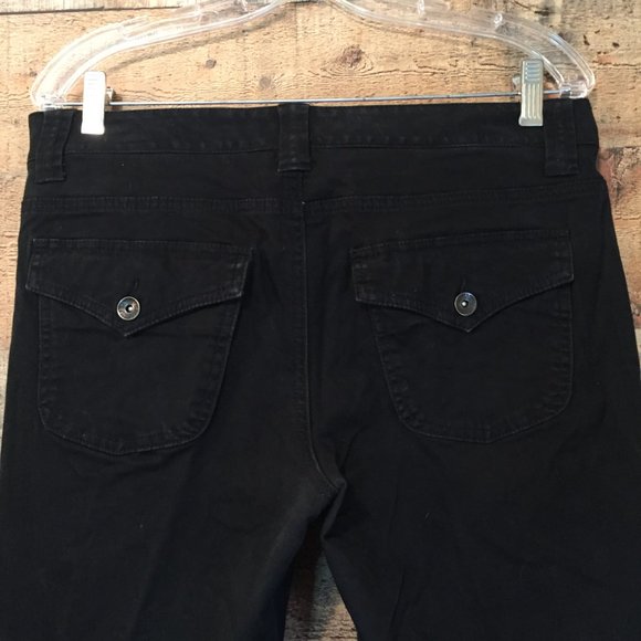 Tommy Hilfiger Black Low Rise Boot Cut Twill Trouser Pants Size 8 w/ 29" Inseam - Picture 4 of 7